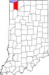 Mapa del estado que destaca el condado de Porter