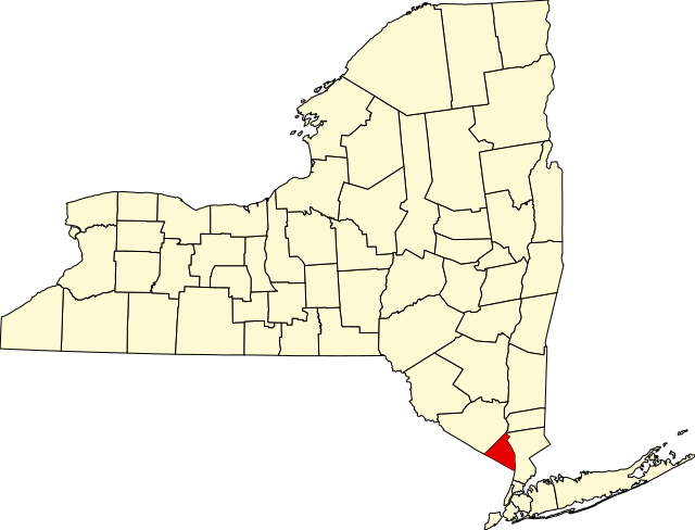 Map of New York highlighting Rockland County