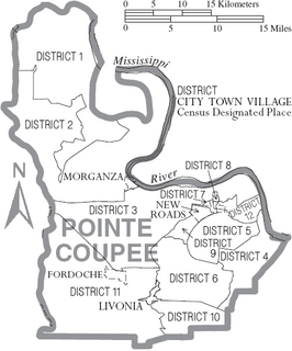 Kaart van Pointe Coupee Parish