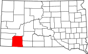 Map of South Dakota highlighting Oglala Lakota County.svg