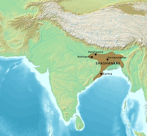 Map of the Shashankas or "Gauda Kingdom", circa 600 CE.[1]