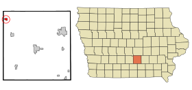 Marion County Iowa Incorporated and Unincorporated areas Swan Highlighted.svg