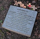 Memorial to crashed pilot on Banstead Downs Memorial Andrew Leslie Jackson WWII pilot Banstead Downs UK.jpg