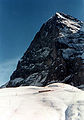 Train of Jungfraubahn at the bottom of Eiger north face