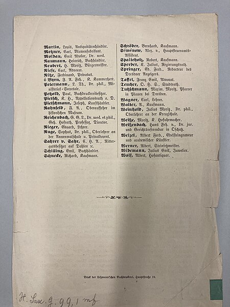 File:Mitglieder-Verzeichniß des Vereins für die Geschichte und Topographie Dresdens uns Seiner Umgegend von 1874, Rückseite.jpg
