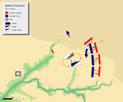 day 6 phase 2, showing khalid's two prong attack on Byzantine cavalry, and Muslim right wing flanking attack on Byzantine left center.