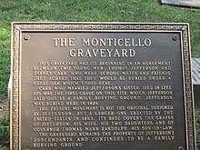 Plaque commemorating Monticello Graveyard, owned and operated separately by the Monticello Association Monticello Graveyard historical marker IMG 4203.JPG