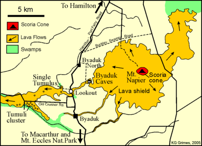 Map of the Mt Napier volcano and lava flow. MtNapier Geol Map.png