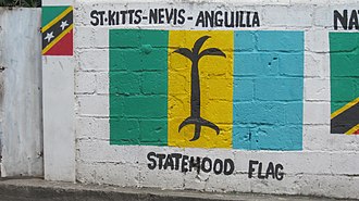 Mural of the triple-palm flag, St Kitts Mural of the flag of St. Kitts Nevis and Anguilla.jpg