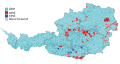 Map showing the largest party on the municipal level
