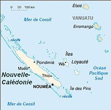 Carte des îles de Nouvelle-Calédonie.