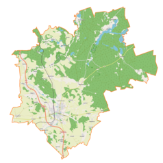 Mapa konturowa gminy Nidzica, po prawej znajduje się punkt z opisem „Wały”