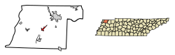 Location of Troy in Obion County, Tennessee.