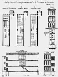 Openbare Armenschool 18, Binnenkant, Amsterdam. 1868.