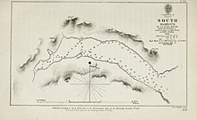 Chart of South Harbour, Campbell Island, 1840, by J.E. Davis, master P239 Voyage of Discovery Ross Vol 1.jpg