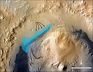 Ancient Lake on Aeolis Palus in Gale Crater - possible size (December 9, 2013).[57][58]