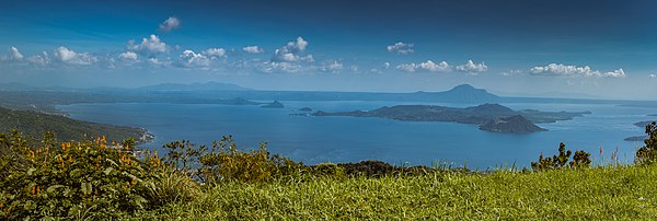 Panoramic shot of Taal Lake and Volcano taken from Tagaytay in 2016