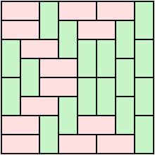 12,988,816 domino tilings of a checkerboard Pavage domino.svg