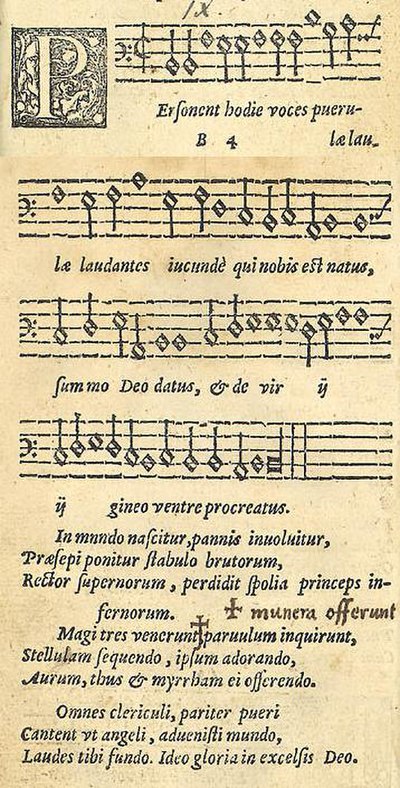 A 1582 published version of the Latin carol Personent hodie