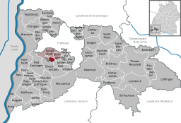 Läget för Pfaffenweiler i Landkreis Breisgau-Hochschwarzwald