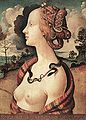 Portread Simonetta Vespucci (tua 1480), Amgueddfa Condé, Chantilly, Ffrainc.
