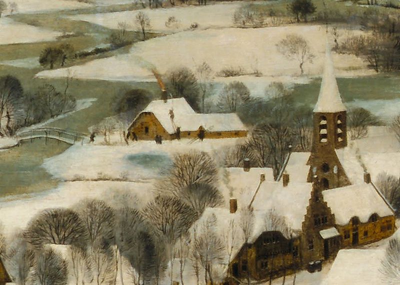 File:Pieter Bruegel the Elder - Hunters in the Snow (Detail, Chimney Fire).jpg