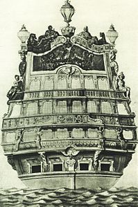 Poupe du vaisseau Soleil Royal, 1670.