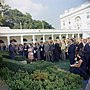 Thumbnail for File:President John F. Kennedy greets the first group of Peace Corps Volunteers going to Tanganyika and Ghana, in the White House Rose Garden - KN-C18661-B.jpg