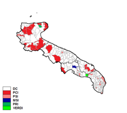 Largest party by municipality Puglia 1985.png