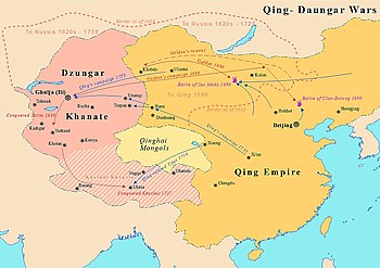 Map showing wars between Qing dynasty and Dzungar Khanate Qing Dzungar wars.jpg