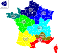 Zones climatiques de la Réglementation thermique de 2005.