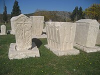 Stećak tombstones in Bosnia, burial practice of all religious communities until mid to late 16th century, probably spread through Vlach funerary practice.