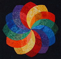 A Turnbow quilt titled "Rainbow Dalia" RainbowDhalia quilt.jpg