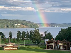 Vy över Fryken i Sunne från terrassen på Selma spa