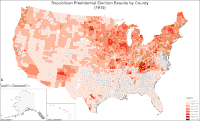 Map of Republican presidential election results by county.