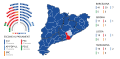 A l'esquerra: Distribució dels escons a la Cambra del Parlament de Catalunya durant la II legislatura. Escons per cada formació política. Al centre: Mapa comarcal amb el partit guanyador a cada circumscripció electoral.   CiU   CiU (avantgatge >5%)   PSC-CpC   PSC-CpC (avantgatge >5%) A la dreta: Escons segons formació política i circumscripció. Bibliografia: *"La segona legislatura. 1984-1988" in Parlament de Catalunya , ed. (2010) Eleccions al Parlament de Catalunya I-VIII legislatura, Parlament de Catalunya, pp. 74−76