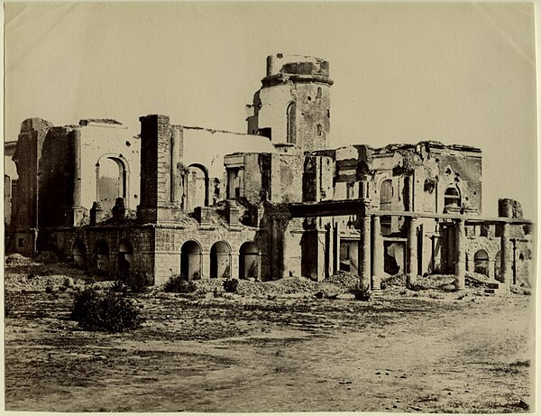 The ruins of the Residency at Lucknow after the siege during which Salmon was awarded the Victoria Cross