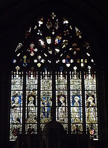 Photo of a large flamboyant stained glass window