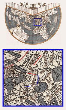 1507 - "A more universal map of the known world from recently completed observations" Johannes Ruysch Russia-Ukraine-Moscovia 1507 Planisferio de Johannes Ruysch.jpg