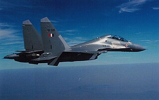 <span class="mw-page-title-main">Sukhoi Su-30MKI</span> Indian variant of the Su-30MK multirole fighter aircraft