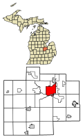 Location of Saginaw within Saginaw County, Michigan