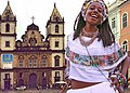 Salvador de Bahia.- Jeune femme sur le parvis de l'église Saint-François