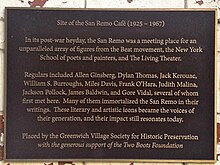 On July 29, 2013, the Greenwich Village Society for Historic Preservation unveiled this plaque at 93 MacDougal Street in the South Village. SanremoPlaque.jpg