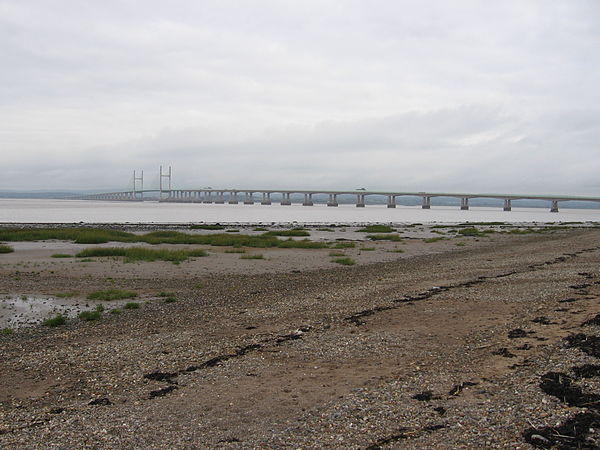 Severn Beach foreshore and Second Severn Crossing