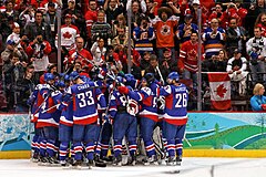 Image 17The Slovak national ice hockey team celebrating a victory against Sweden at the 2010 Winter Olympics (from Culture of Slovakia)