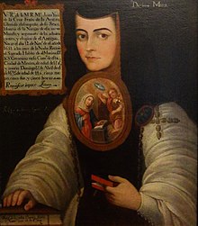 Sor Juana Inés de la Cruz en 1732. Retrato de Fray Miguel de Herrera.