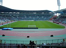 Stadioninterieur, gefotografeerd vanaf de tribune