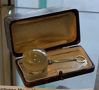 Stanhope lens with case, early 1800s Stanhope magnifier (cropped).jpg