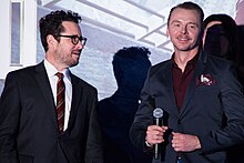 J. J. Abrams and Simon Pegg at the film's Japanese premiere in October 2016. Star Trek Beyond Japan Premiere Red Carpet- J. J. Abrams & Simon Pegg (31784488840).jpg
