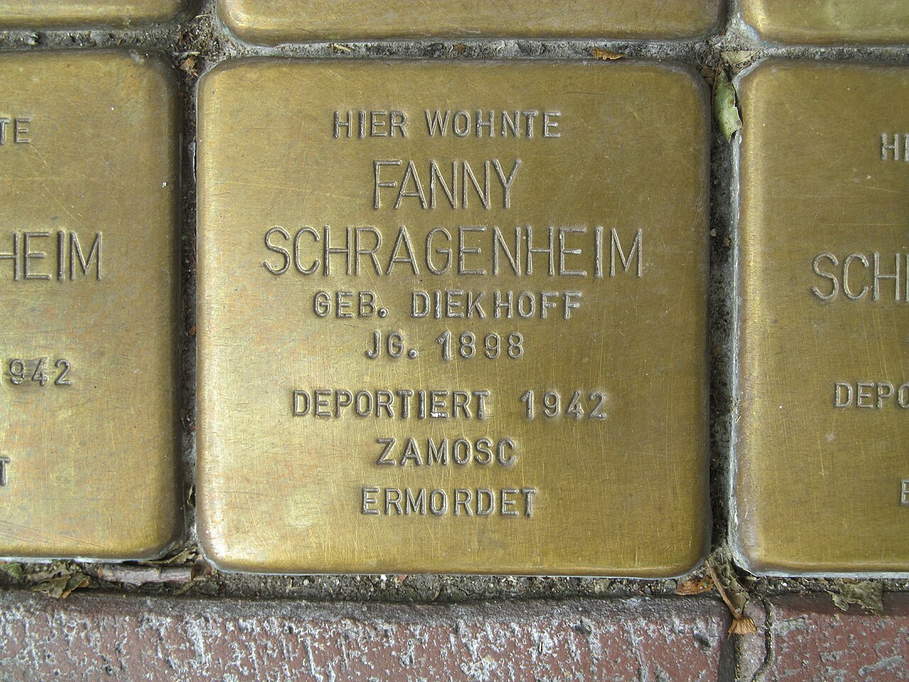 der Stolperstein für Fanny Schragenheim